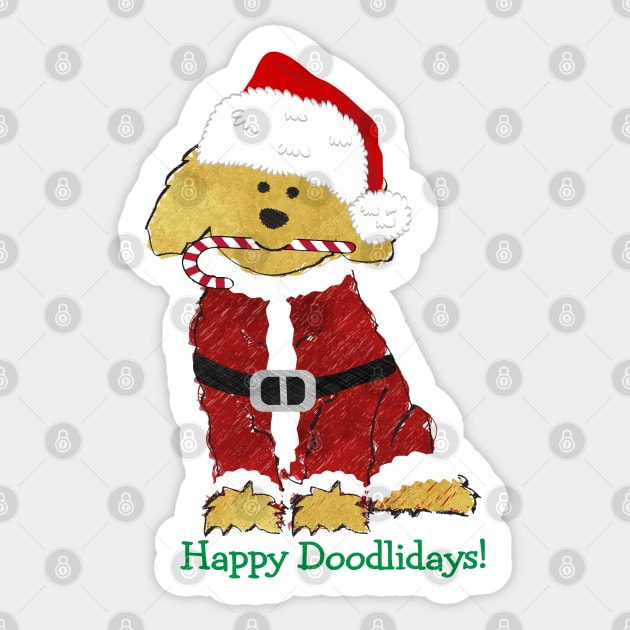 Cute Christmas Golden Doodle Santa Paws Sticker by emrdesigns